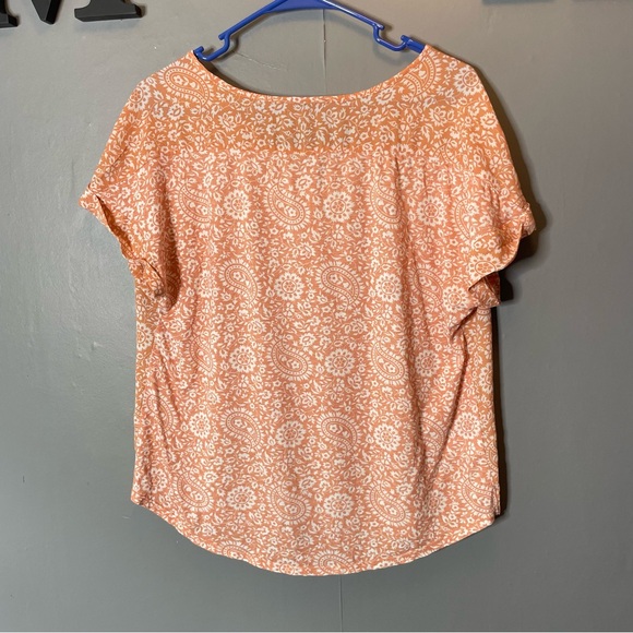 Loft Orange Paisley short sleeve Women Top size medium - Picture 6 of 8